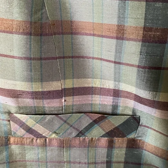 Burberry Silk Vest with Beige, Copper and Green Plaid - Picture 4 of 8